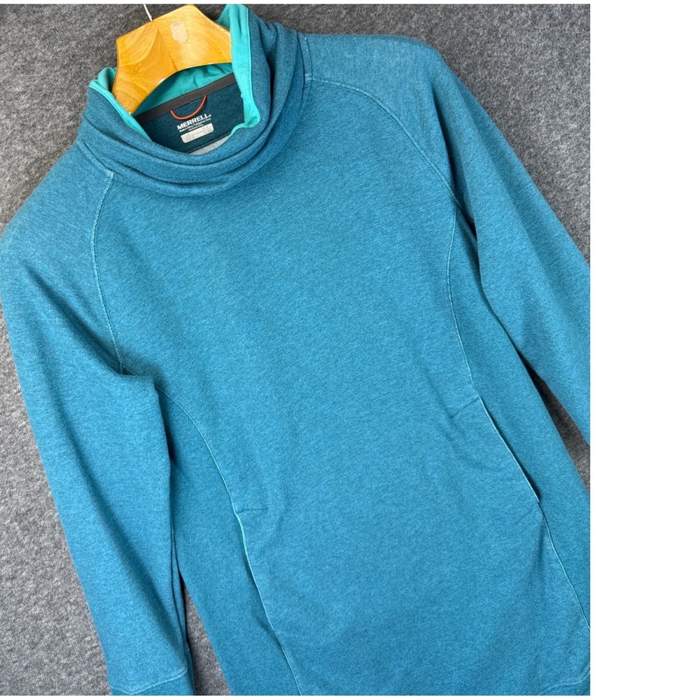 Merrell Trailhead Cowl‎ Neck French Terry Dress Size S Heathered Blue JWF25222